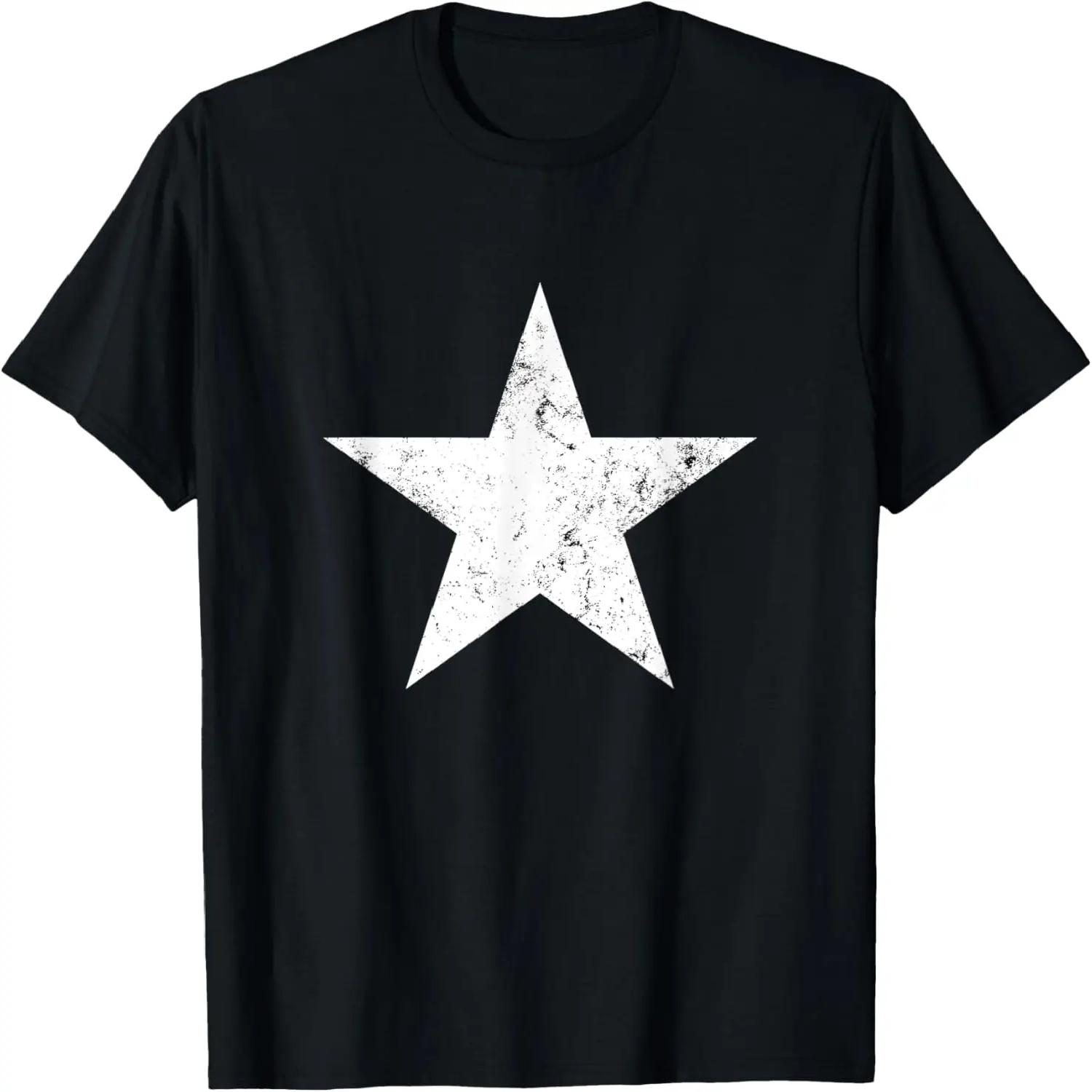 White Star Graphic Retro Vintage On Front Multiple Color T-Shirt S чёрный