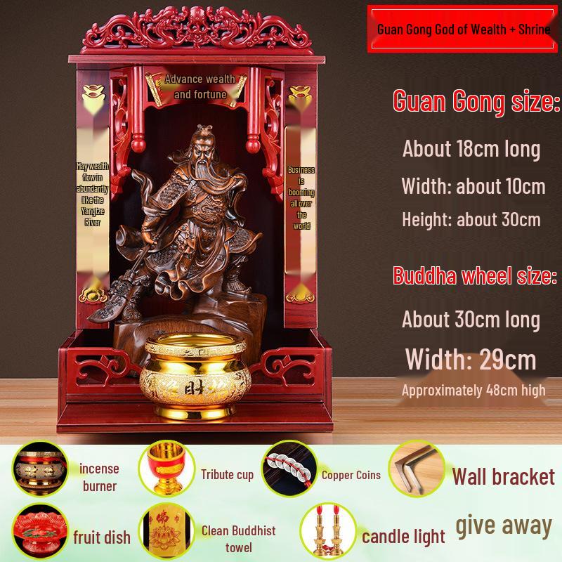 Guan Gong God of Wealth Statue - Attracts Prosperity, Worship Niche Decor.