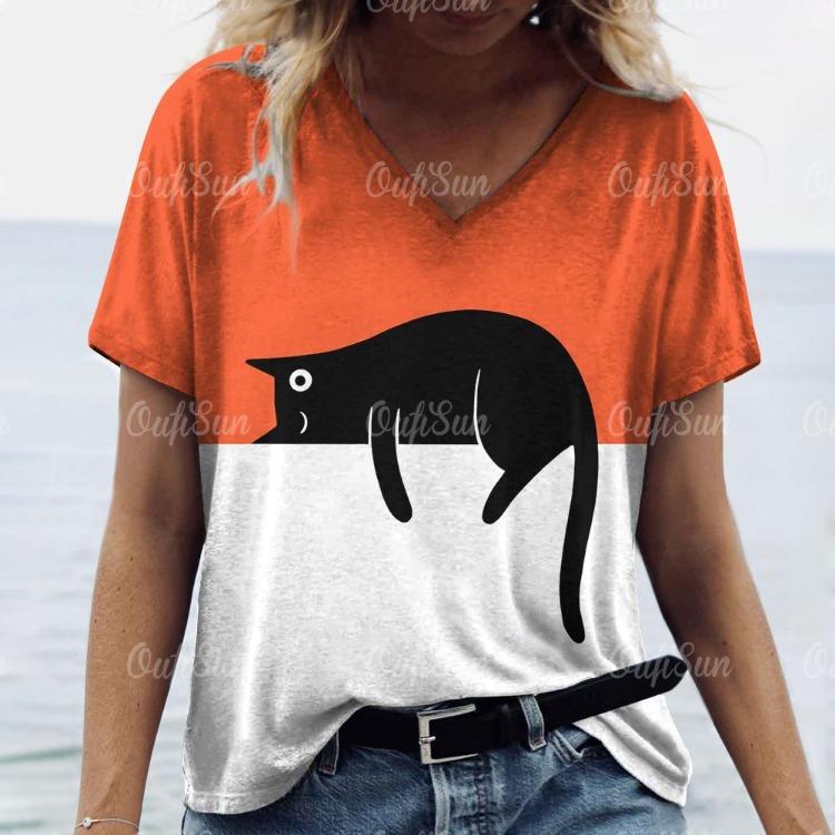 Fashion Streetwear Women Oversized T Shirt 3D Cat Print Summer Casual Short Sleeve Crew Neck Pullover Female Clothing