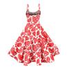 Women's Valentine's Day Love Heart Print Sexy Off Shoulder Vintage Dress