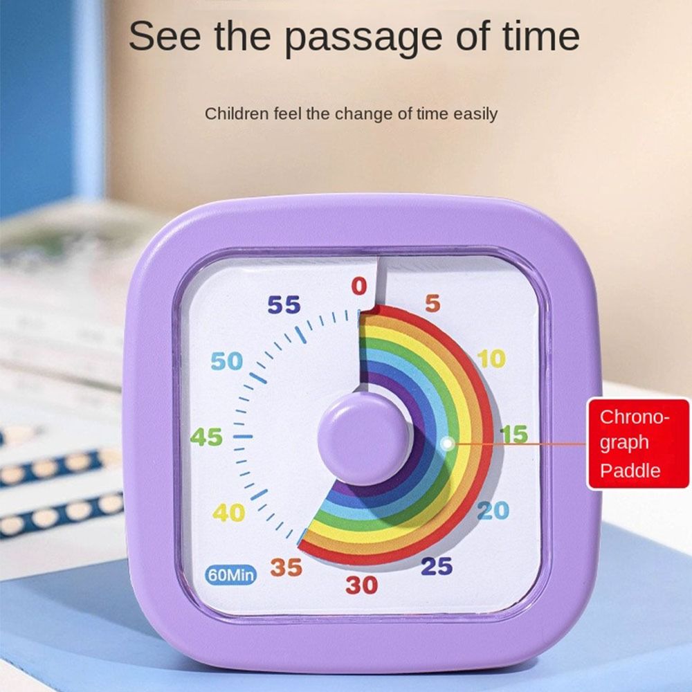 60 Minutes Countdown Alarm Clock Round/Square Kitchen Timer Cartoon Visual Timer  Reading Room