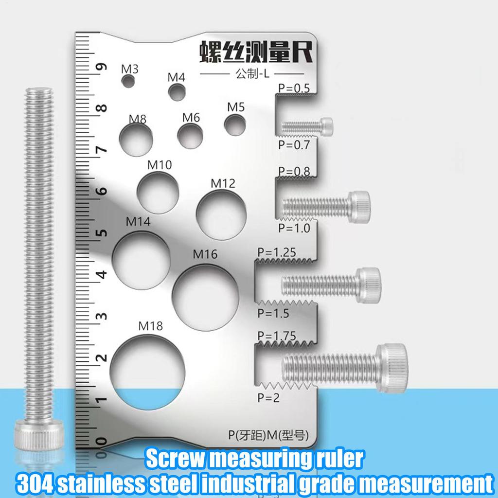 Bolt Thread Gauge Screw Measuring Ruler Professional Precise Gauge Checker for Nut Bit Thread Screw Measurement Tool Home Use