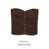 Kaslead New Arrival Women's Clothing Fashion Style Linen Blend Ruched Corset Tops 8372074