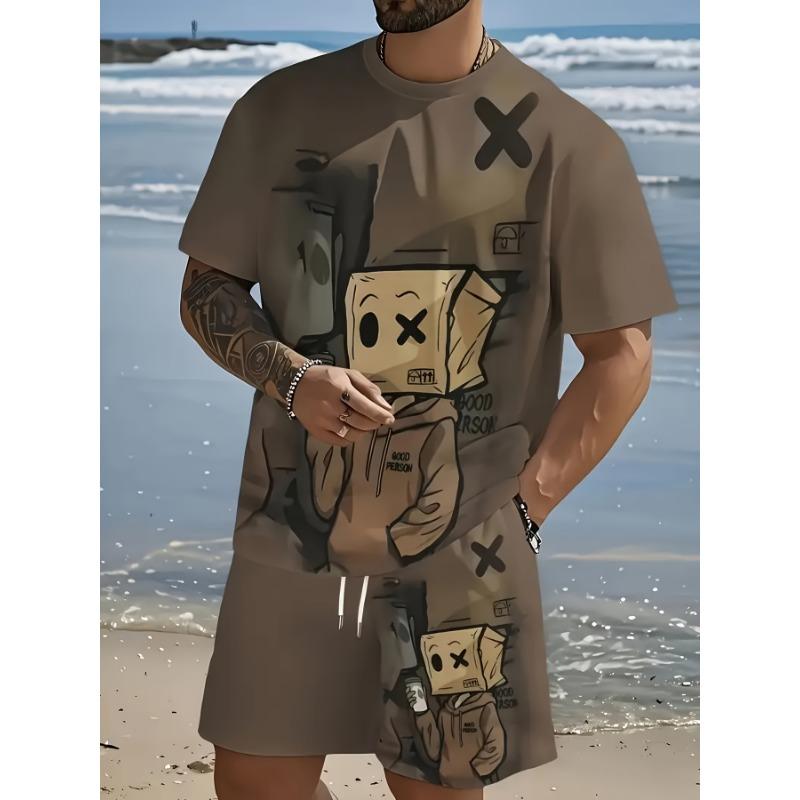 Men s 3D Printed Halloween Short Sleeve Suit S