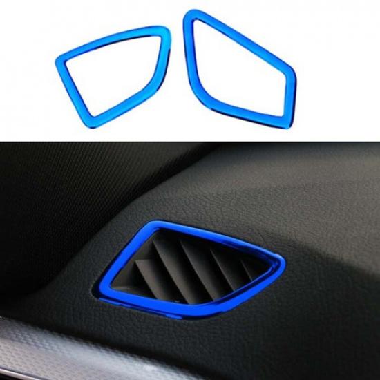 Blue Steel Dashboard L&R Air Outlet For BMW 3 4 Series GT Vent Trim 2013-