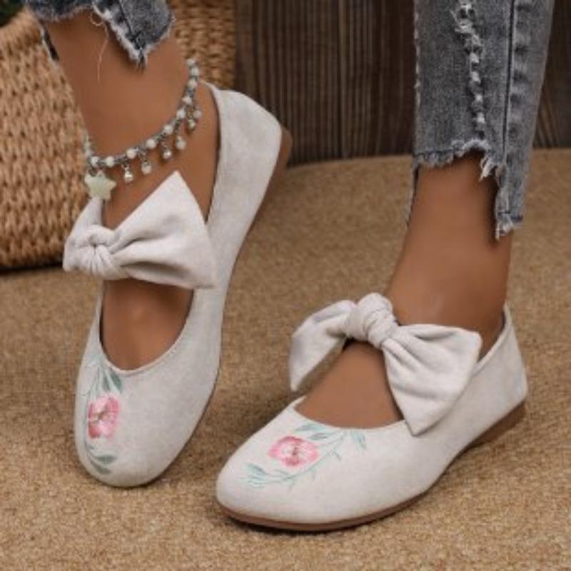 Fashion 2025 Hot Sale Ladies Shoes Shallow Women's Flats New Butterfly-knot Daily Plus Size Embroidered Light Soft Bottom Flat Low Heels