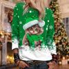 Christmas Women's Sweatshirt Cat Sportswear Holiday Print Christmas Casual Round Neck Long Sleeve Top Micro Stretch S-3XL