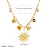 DIEYURO 316L Stainless Steel Golden Sun Totem Flower Crystal Necklace Bracelet Set Lady Trend Fashion Waterproof Jewelry Gift