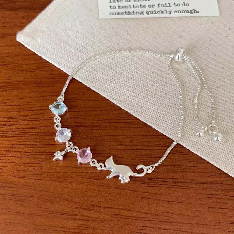 Cute Little Cat Zircon Crystal Bracelet Fresh and Sweet Jewelry Accessories Creative Personality Exquisite and High-end Bracelet