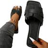 Fashion White Flat Slippers for Women Summer Design Soft Non-slip Slippers Braided Open Toe Square Head Outdoor Beach Slippers Woman