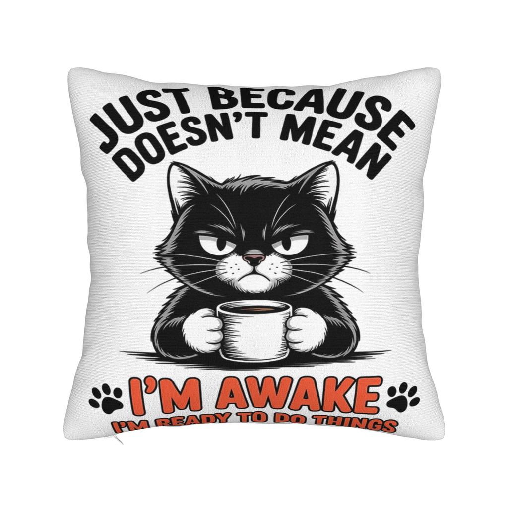Decorative Pillow Covers Just Because Im Awake Funny Quote Accessories Home Throw Pillow Case Cover Zippered MultiSize
