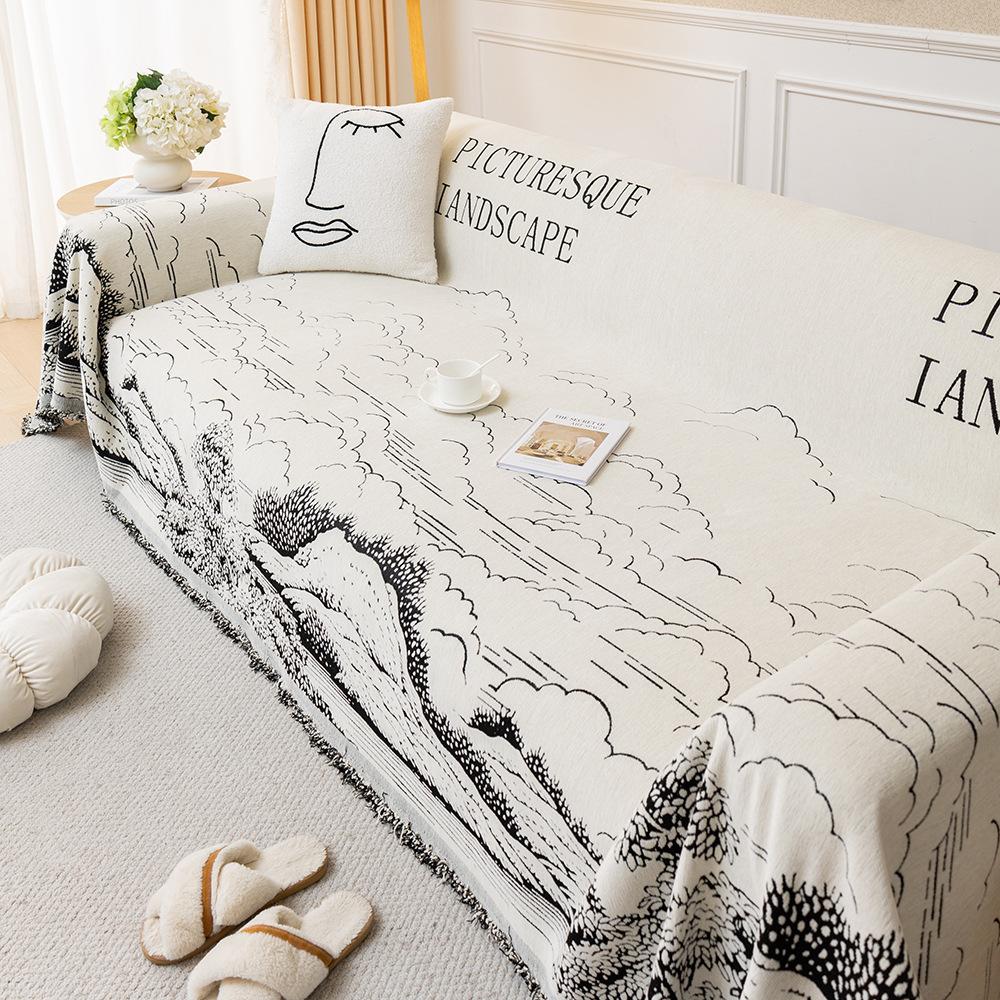 Зимнее утолщенное плюшевое полотенце для дивана Mountain Running Water Full Cover Fabric — фото 6