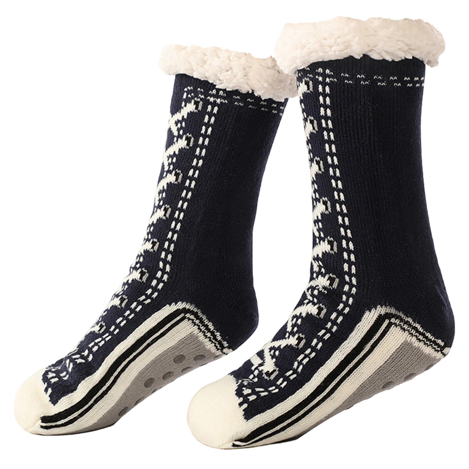 

Ultra-Thick Cashmere Slipper Socks Non-Slip Silicone Grips Non Slip Thermal Cozy Cashmere Socks for Women Men Indoor Home чёрный
