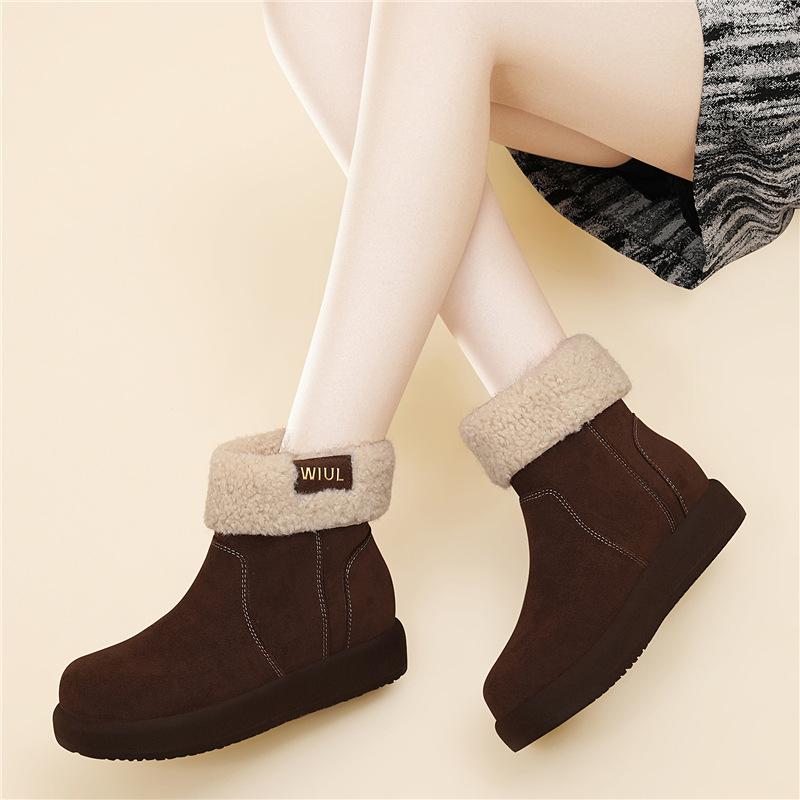 Snow boots women's new winter fluffy versatile thick-soled piled thickened warm cotton shoes non-slip cigarette tube winter boots