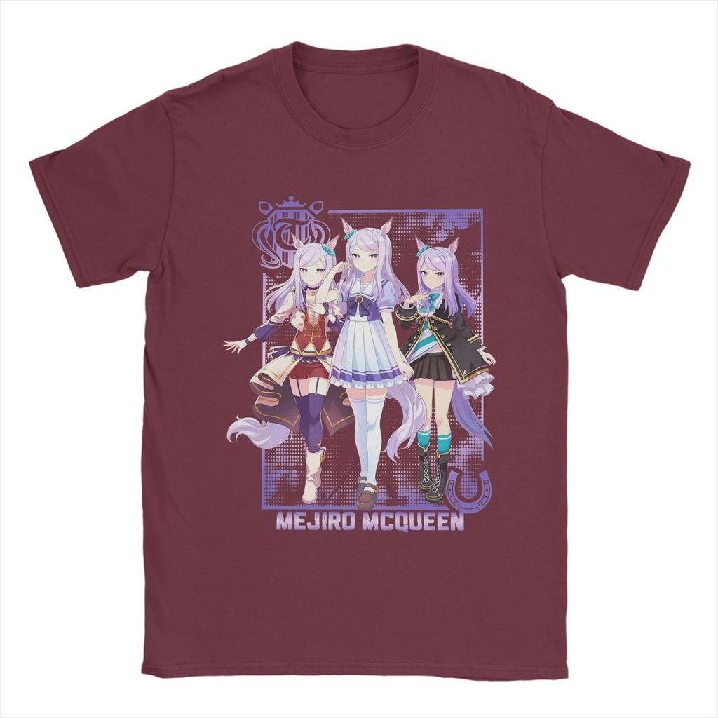 Mejiro McQueen Uma Musume Anime T-Shirts for Men  Vintage Pure Cotton Tees O Neck Short Sleeve T Shirts Graphic Tops