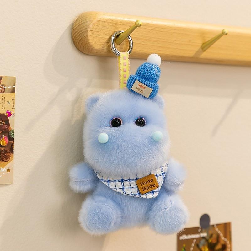 Plush Hippo Animal Soft Toy Desk Companion Bag Charm Gift For Kids