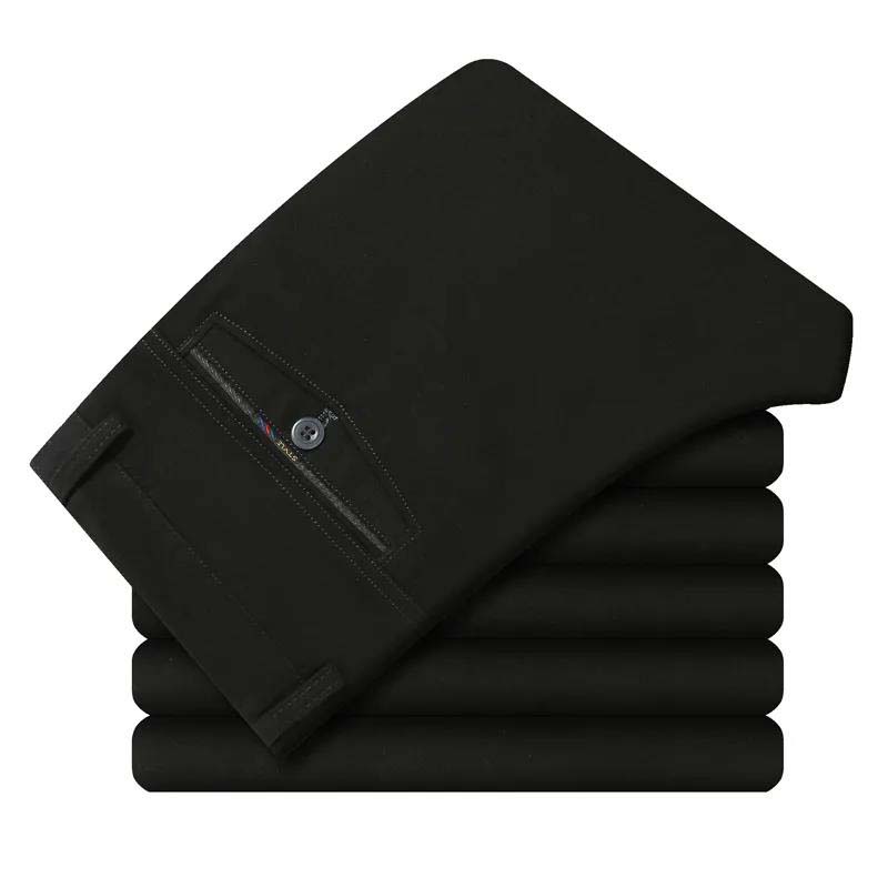 Autumn Middle-aged Men's Cotton Casual Pants Men's High Waist Straight Trousers Casual Men's Trousers