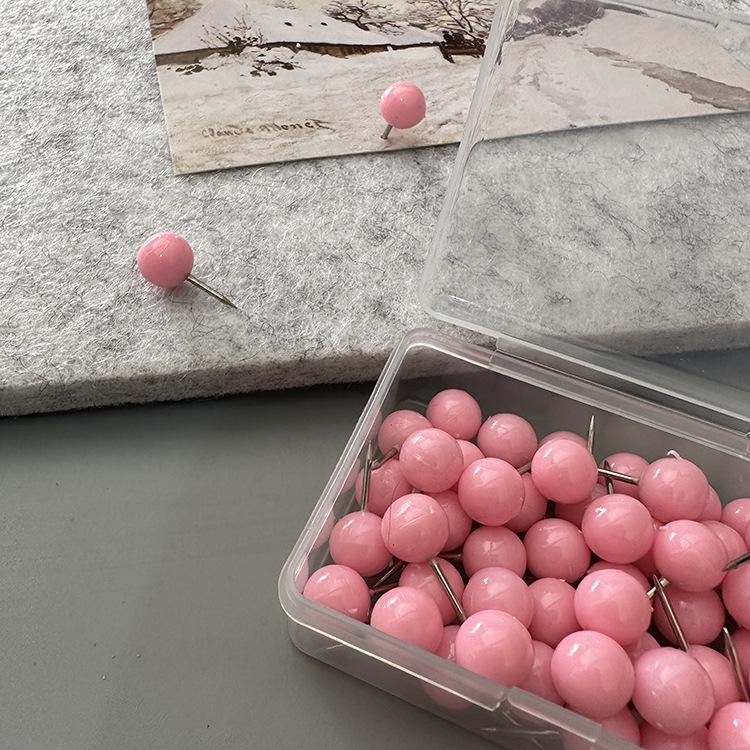 Набор из 50 больших розовых кнопок для фетровых и пробковых досок. Soft Blue Round Push Pins 50 pcs