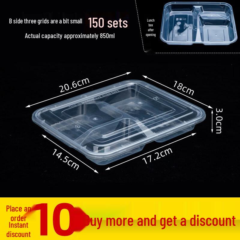 Disposable 4-Compartment Transparent Plastic Lunch Box