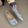 Fashion SUOJIALUN 2025 Spring New Brand Women Flat Shoes Fashion Candy Color Ladies Split Toe Shallow Slip On Boat Shoes Dress Loafer Sh