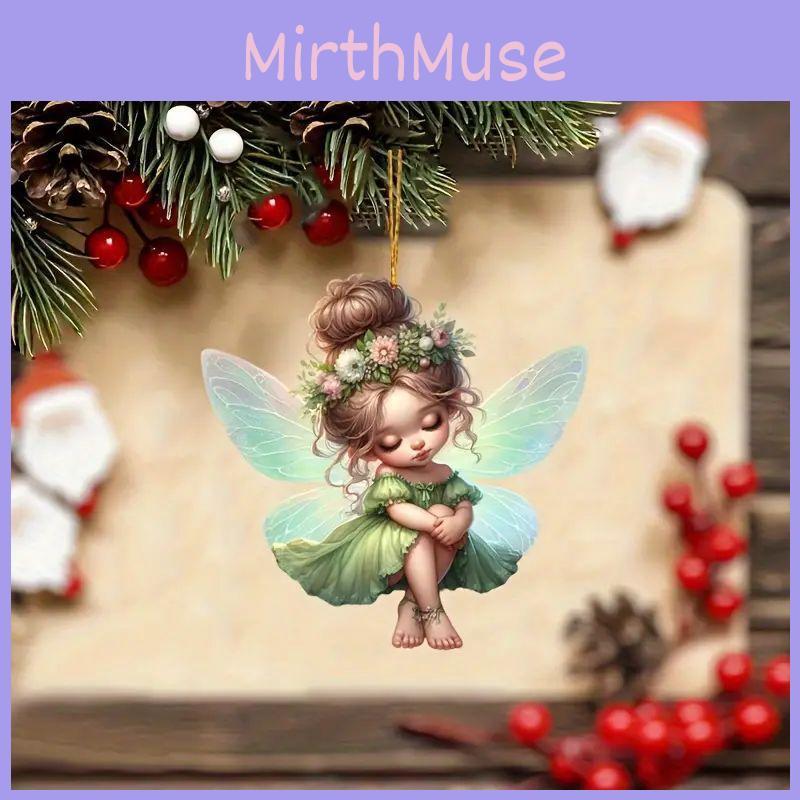 Adorable Green Fairy Acrylic Pendant Car Mirror Decoration Keychain Charm Accessory