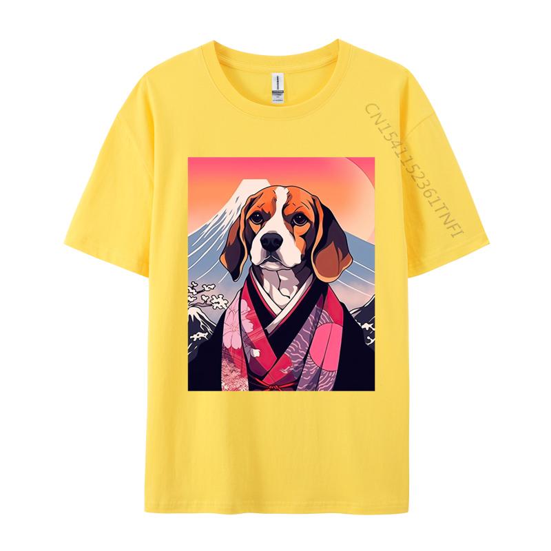 Beagle Dog Mount Fuji Tshirt Japanese Style Men T Shirt Funny Top Tshirts for Men Streetwear Mens Cotton Clothes
