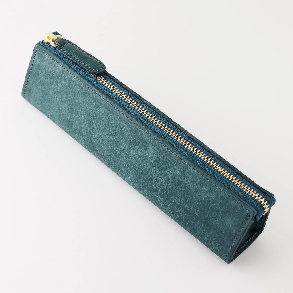 Slip-on PB Zipper Pen Case, Medium, Petrolio (Indigo), IPV-5801, Italian Leather, Slim, Simple Design