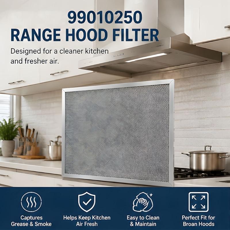 Washable Metal Range Hood Grease Filter 2-Pack with Dense Screen Construction and Tool-Free Removal for Regular Kitchen Range Hood Upkeep