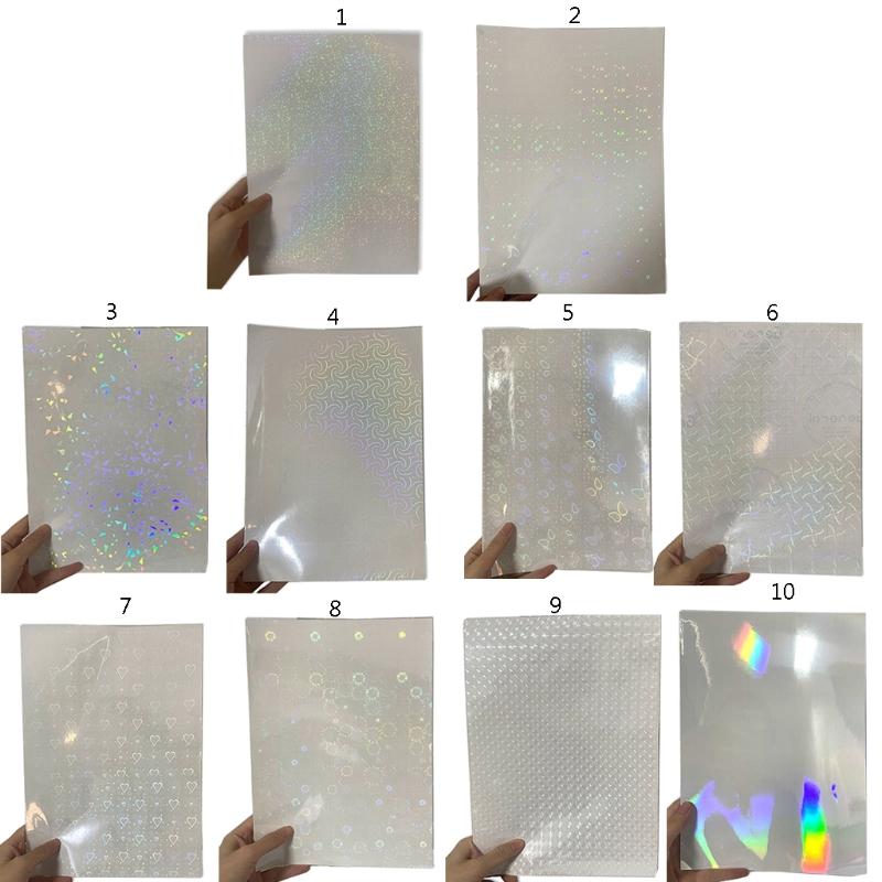 5 Sheets Clear Holographical Overlay Lamination Vinyls Self-Adhesive Laminate Waterproof Vinyls Sticker Paper