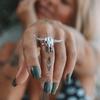 Antik Silveroxhuvudring Enkel Retro Ihålig Personlig Ledring Ring Smycken
