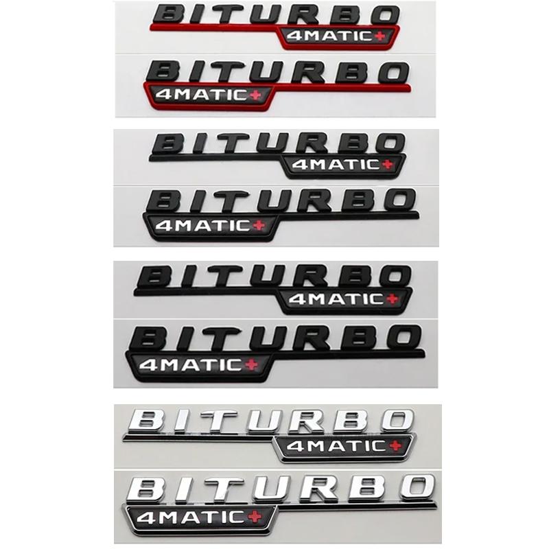 2pcs BITURBO 4MATIC Plus Logo Car Emblem Fender Badge Sticker For Mercedes Benz AMG C43 E43 GLE43 GLC43 W204 W203 W211 W205 X253