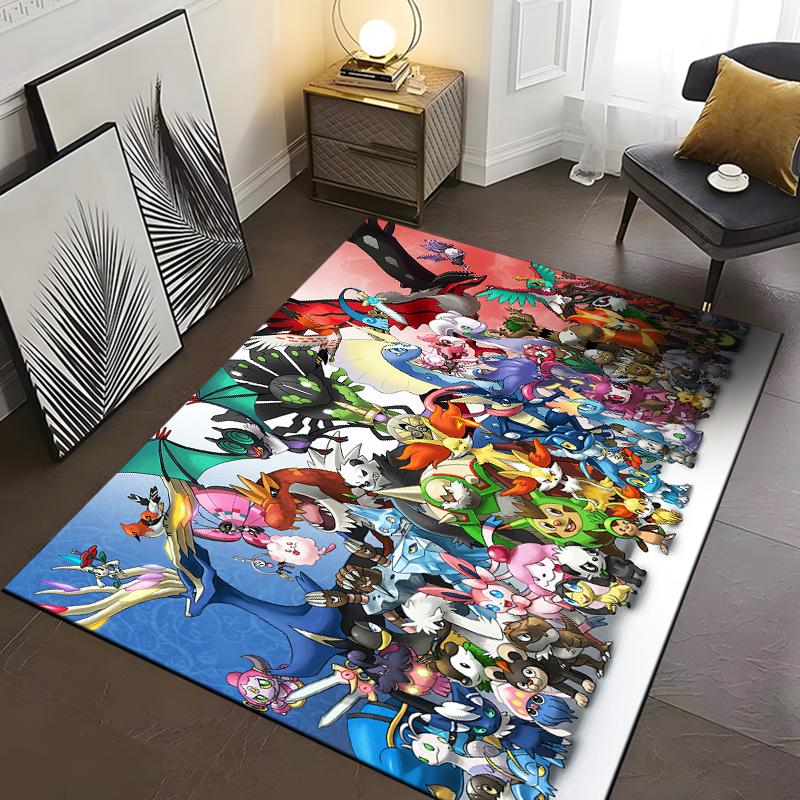 Japanese Anime Pokemon Pikachu Area Rug,Carpet for Home Living Room Bedroom Sofa Doormat Kitchen Decor,Non-slip Floor Mat
