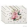4 Stück, Polka Dot Rosa Rose Französische Retro Tischsets, die besten Tischsets, Waschbar, Geeignet für Feiertagspartys, Heimdekoration, Küchentische
