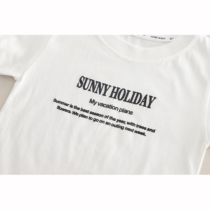 Summer Outfit Handsome Boys Short Sleeved Set Children's Denim Vest Casual T Shirt Set