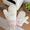 Pink Plaid Silicone Gloves Anti Scalding Oven Gloves Hot Pot Mitts Microwave Gloves  Baking