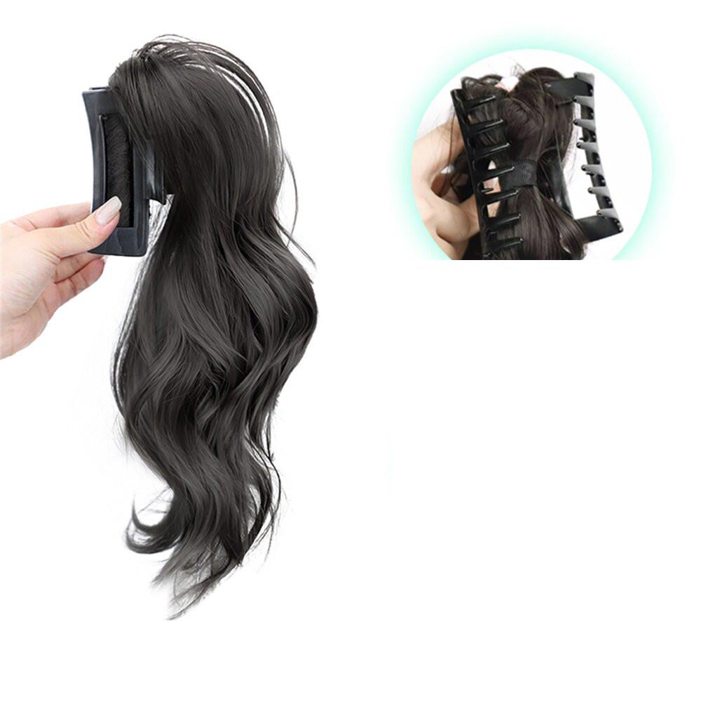 Women's Clip-on Synthetic Wig Bow Half-tied Ponytail Curly Hair Gentle Versatile Shark Clip Wig Fluffy Hair Growth Simulation