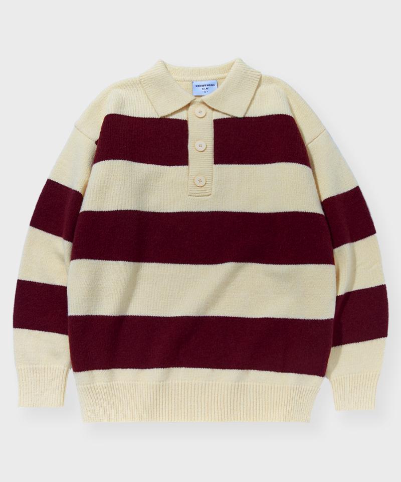 GLW Oversized Rugby Striped Knit Wine