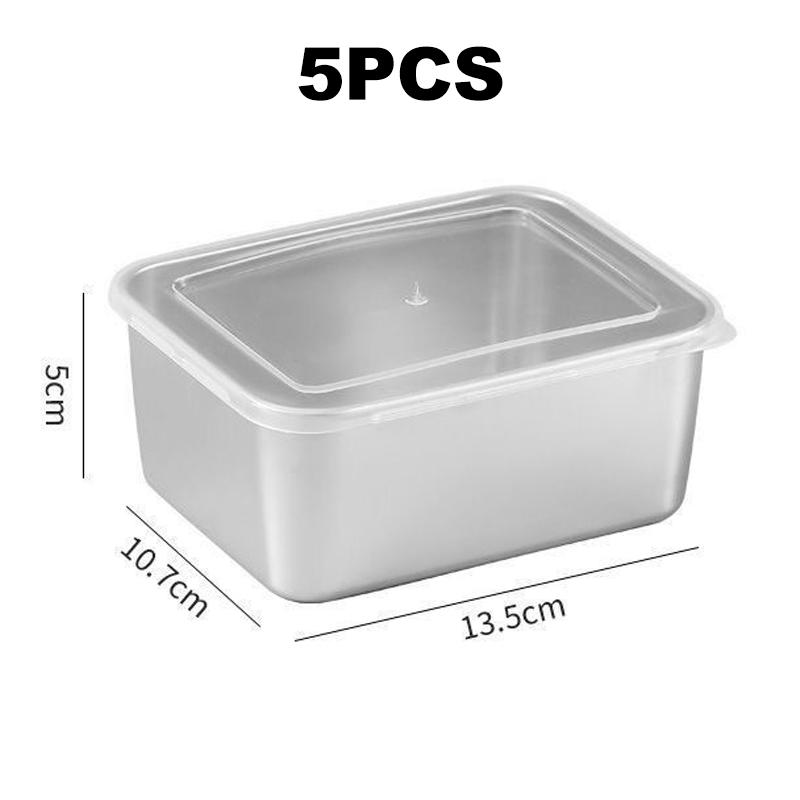 

Thickened Square Plate Stainless Steel Rectangular Food Storage Pan With Lid Commercial Dish Tray Freshing Lunch Box Container