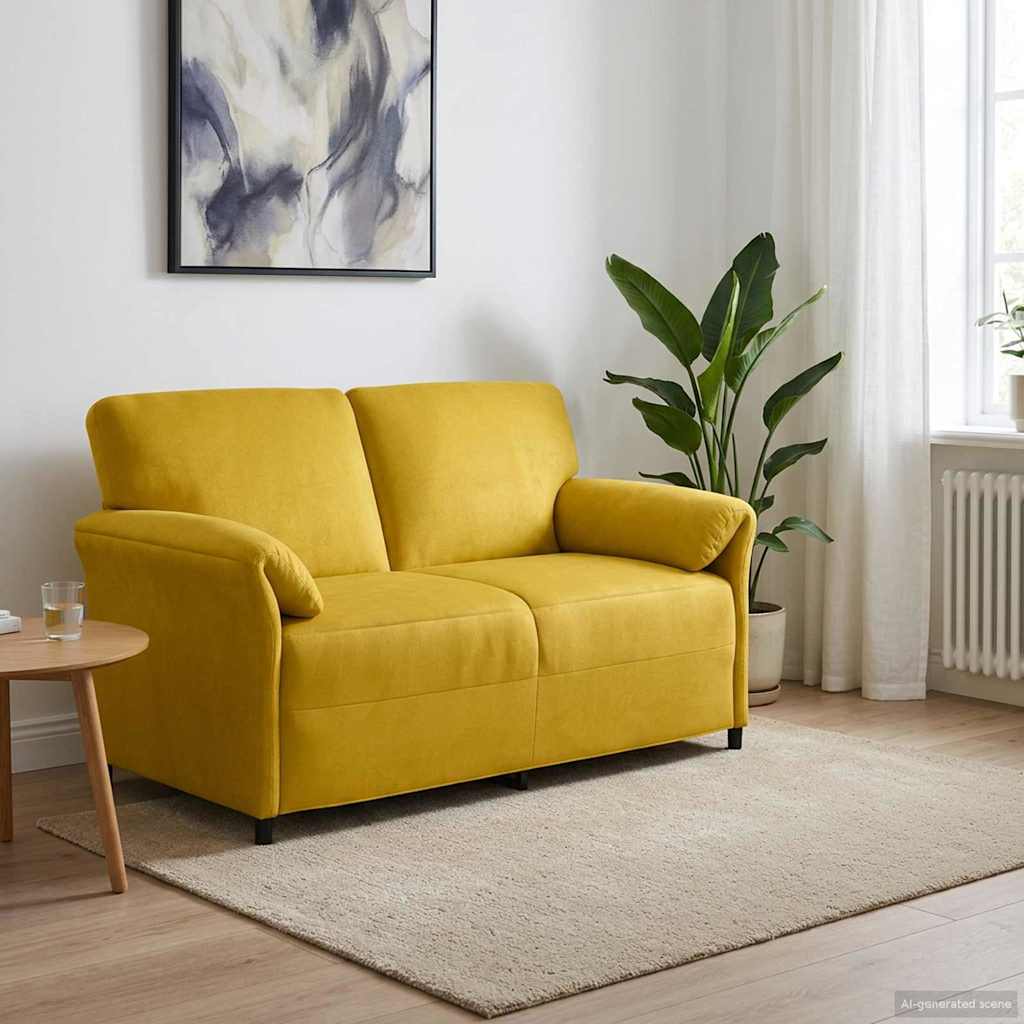 2 Seater Sofa Yellow 158 X 83 X 95 Cm Velvet