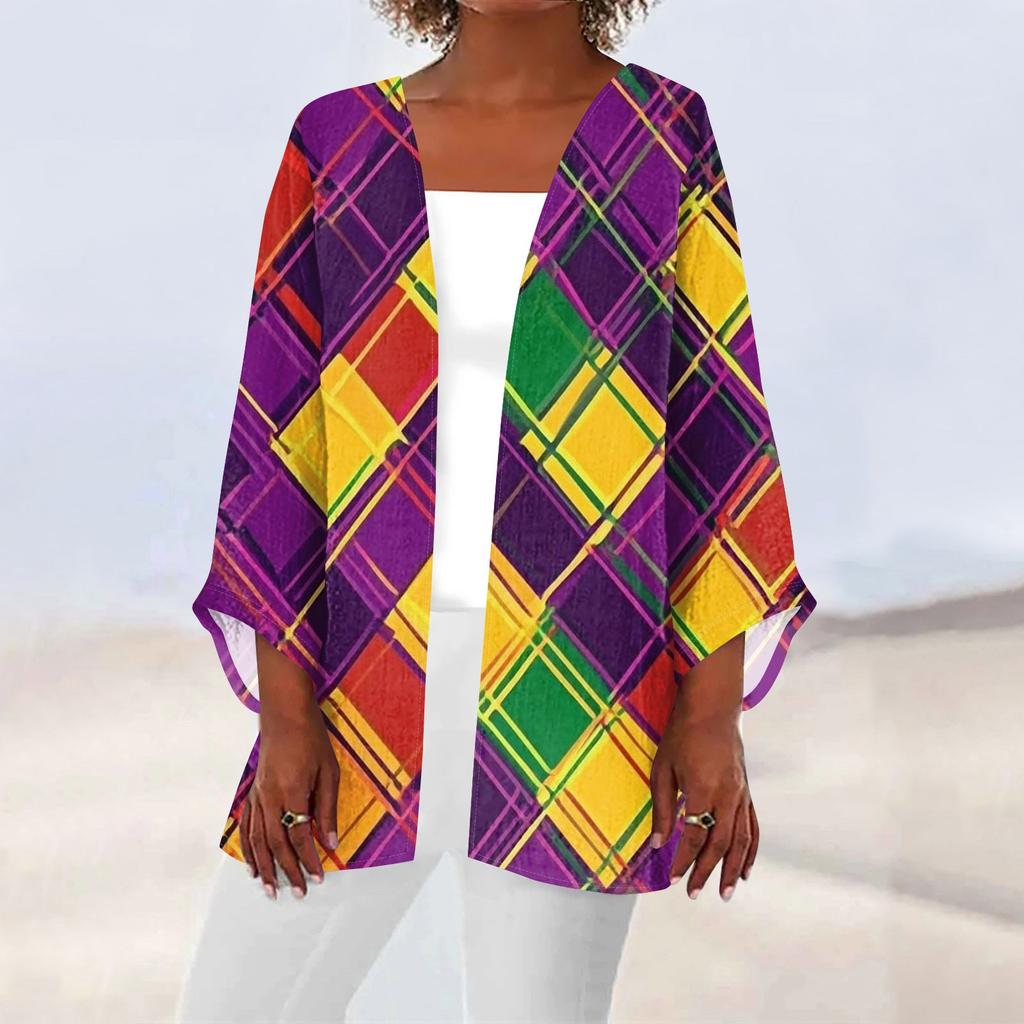 Women's Carnival Print Long Sleeve Knit Cardigan Button Jacket