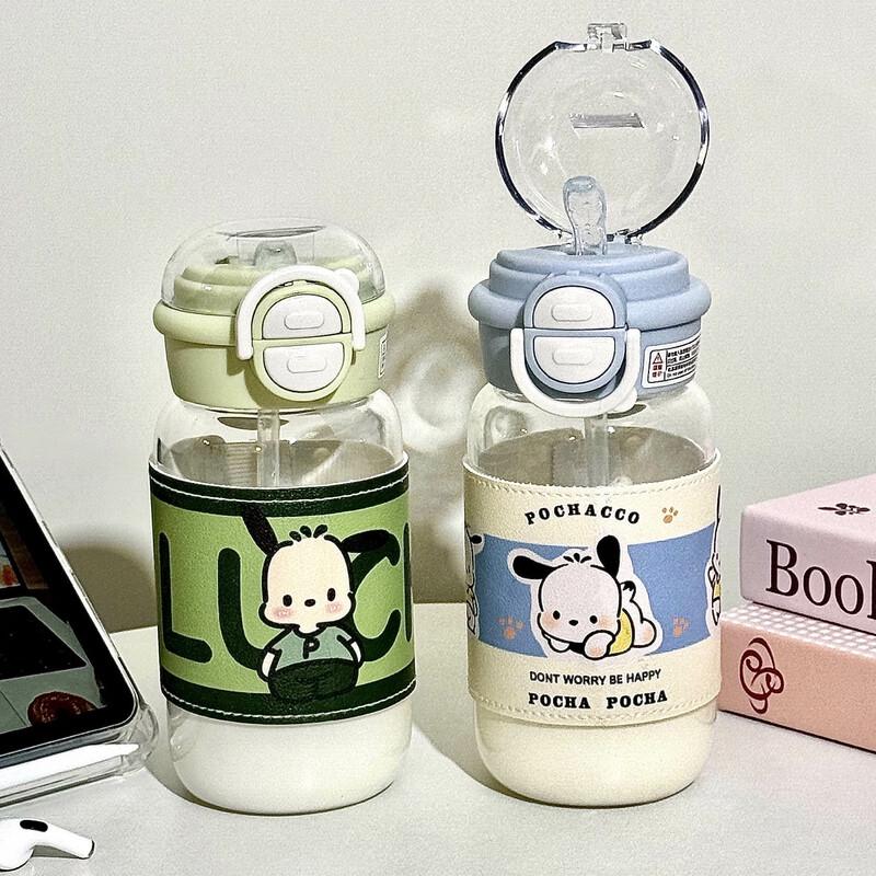 MOZHOU Dual-Drink Portable Glass Water Bottle