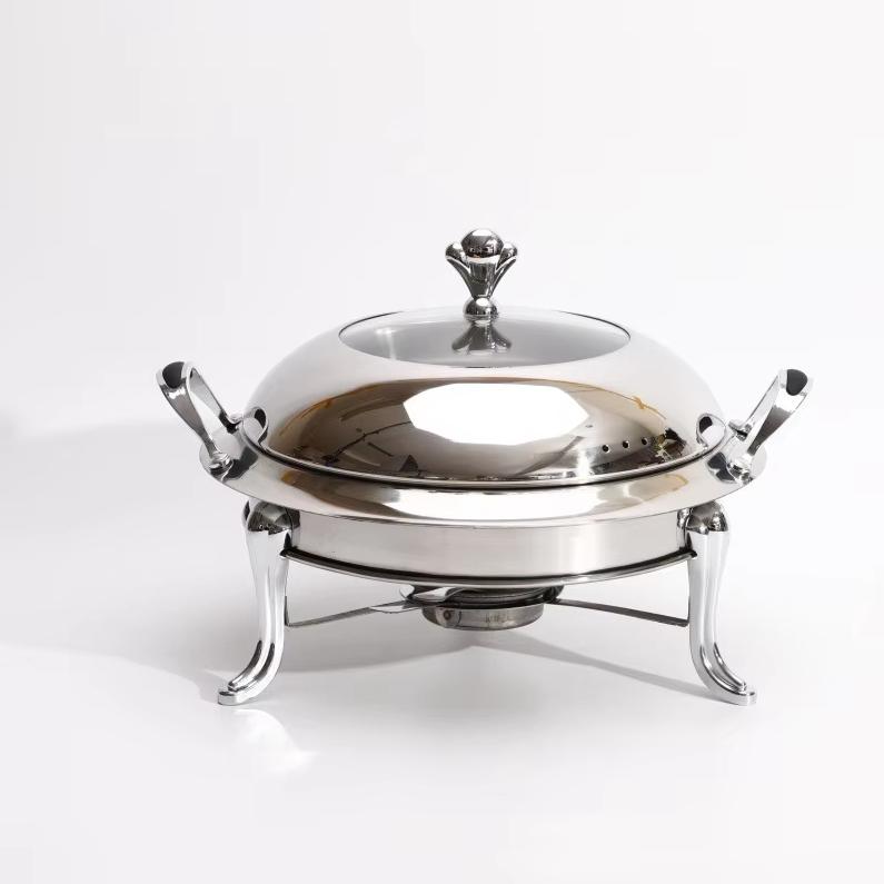 Silber/Gold Chafing Dish Edelstahl Rund Langlebig Buffet Wärmeschale Langlebiger Rahmen mit Deckel und Brennpastenbehälter