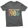 Vintage 1986 Print T-Shirt Lässig Rundhals Kurzarm Baumwolle Oberteile Retro 80er Jahre Stil Grafik-T-Shirt Streetwear Kleidung