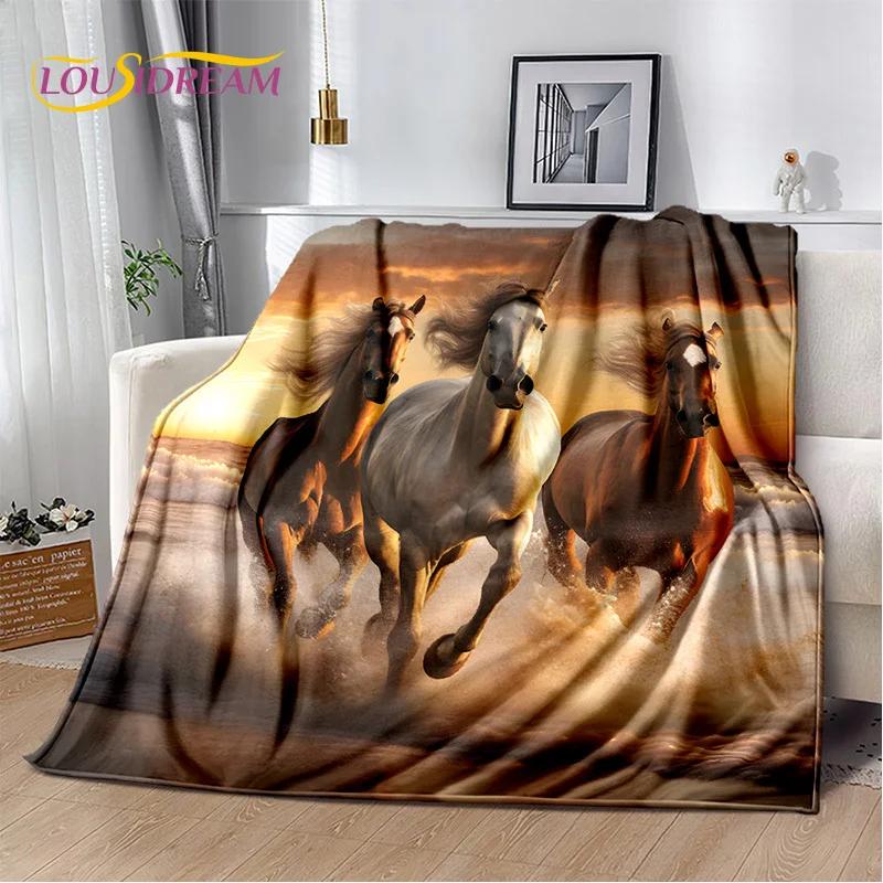 Horse Pentium Gallant Steed 3D Animal Blanket,Soft Throw Blanket for Home Bedroom Bed Sofa Picnic Travel Office Cover Child Gift