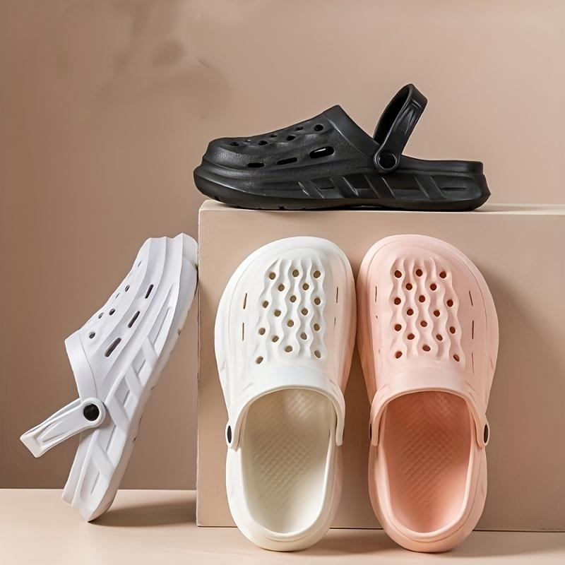 Solid Color Trendy Slippers, Soft Sole Platform Closed Toe Two-way Wear Garden Slippers, Non-slip Summer Beach Slides