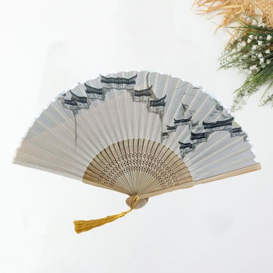 Faltventilator, leicht, tragbar, Handventilator, feine Verarbeitung, Bambusventilator mit Quaste für den täglichen Gebrauch