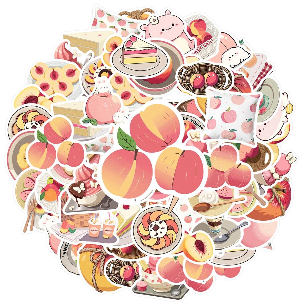 35pcs-50pcs Cute Peach Stickers Playful Fruit  Stickers DIY Stickers For Laptop Motorcycle Luggage Phone DIY Phone Guitar