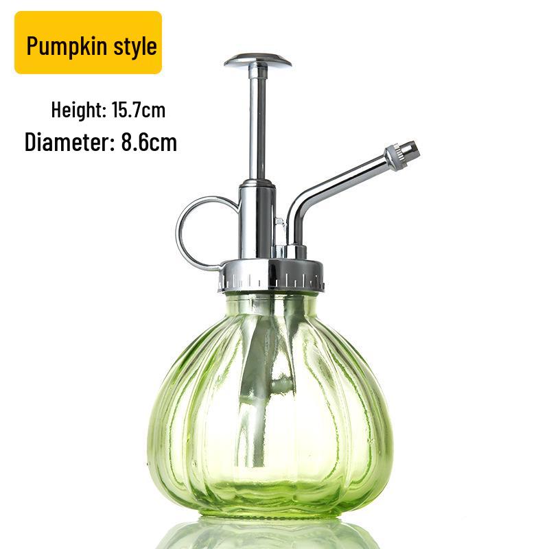 Creative Hand-Pressure Glass Watering Sprayer with Colored Transparent Pumpkin Design