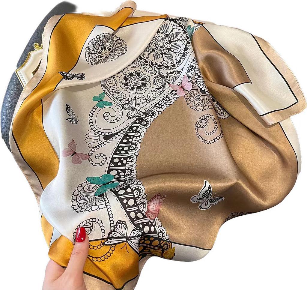 100% Pure Silk Scarf Women Foulard Square Female Headkerchief Mulberry Luxury Neckerchief Lady Shawl Wraps Hijab Bandana Scarves