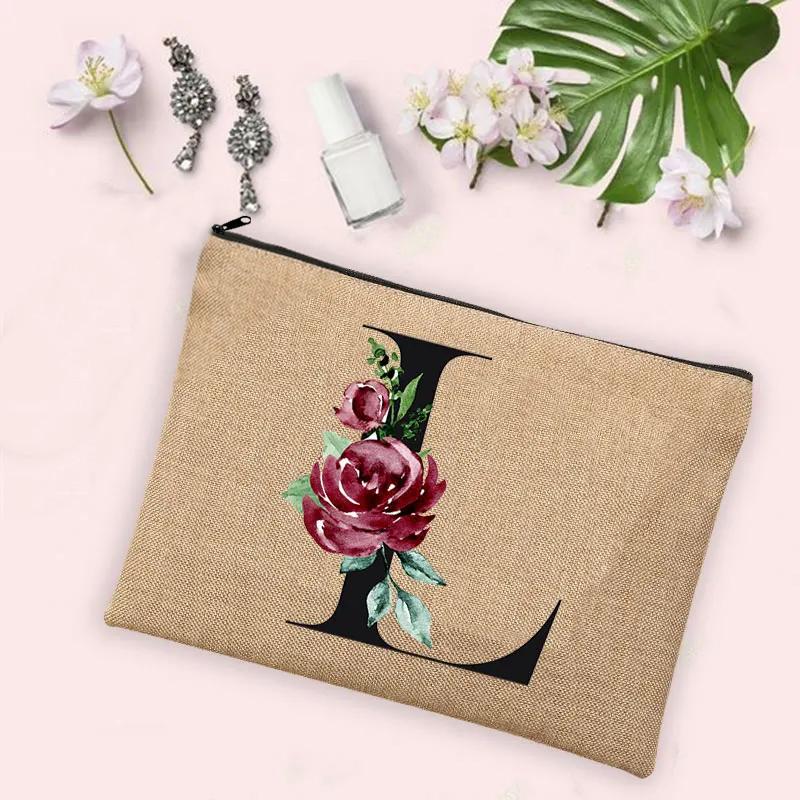Gift for Her 26 Letter Printing Woman's Make Up Bags Handbags  Makeup Organizers Lovely Casual Travel Toiletry Bags Lipstick Bag